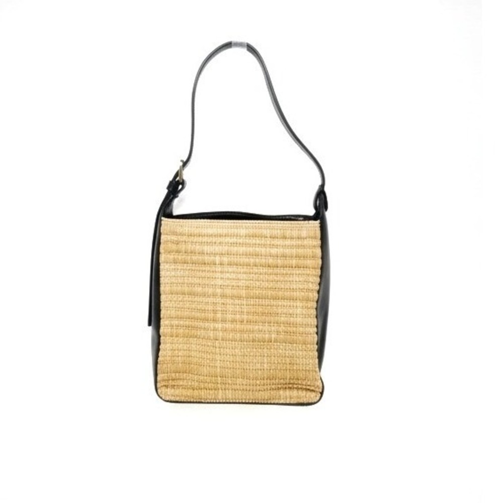 A.P.C. Sac Virginie Straw & Leather‎ Bucket Bag Black Natural $685